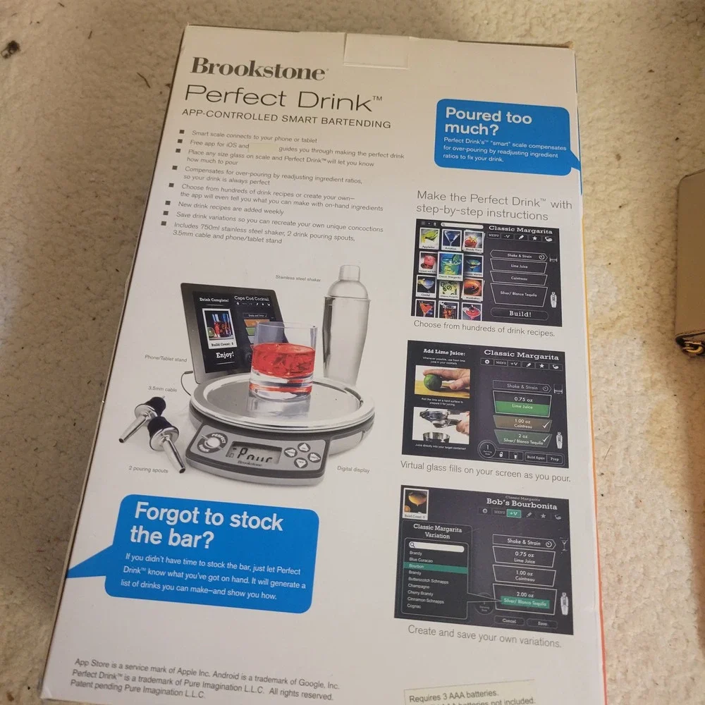 Brookstone Perfect Drink Smart Bartending Scale System Silver LIKE NEW App-Sync